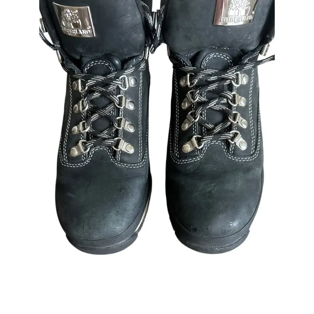 Timberland Euro Hiker Boots Black Nubuck Leather Waterproof Mens Size 12